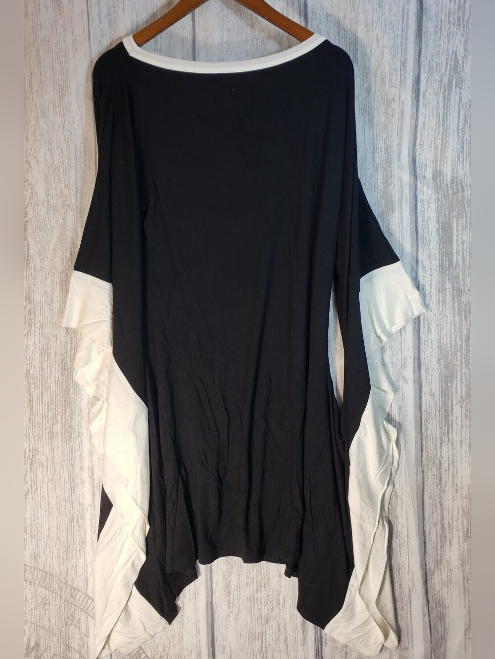 Santosha Sally Dress colorblock tunic or poncho Sweater.Oversized Ruffled O/S